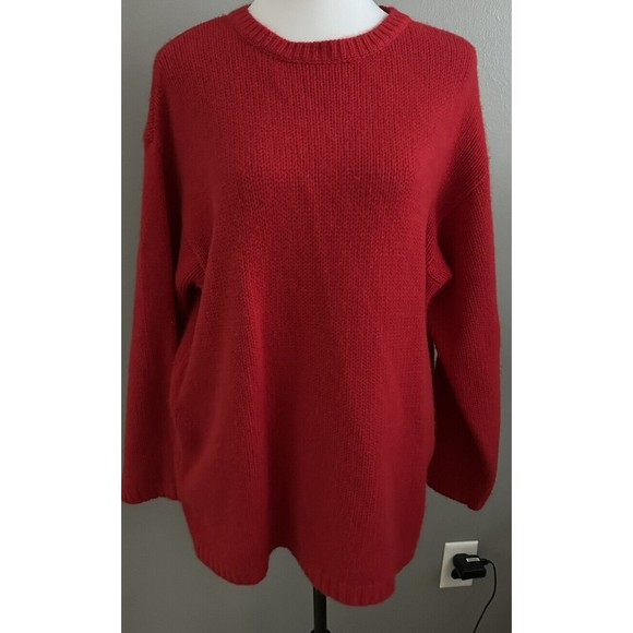 The Limited VTG Angora Lambswool Red M Chunky Knit Sweater Long Sleeve Crew Neck - Picture 1 of 5